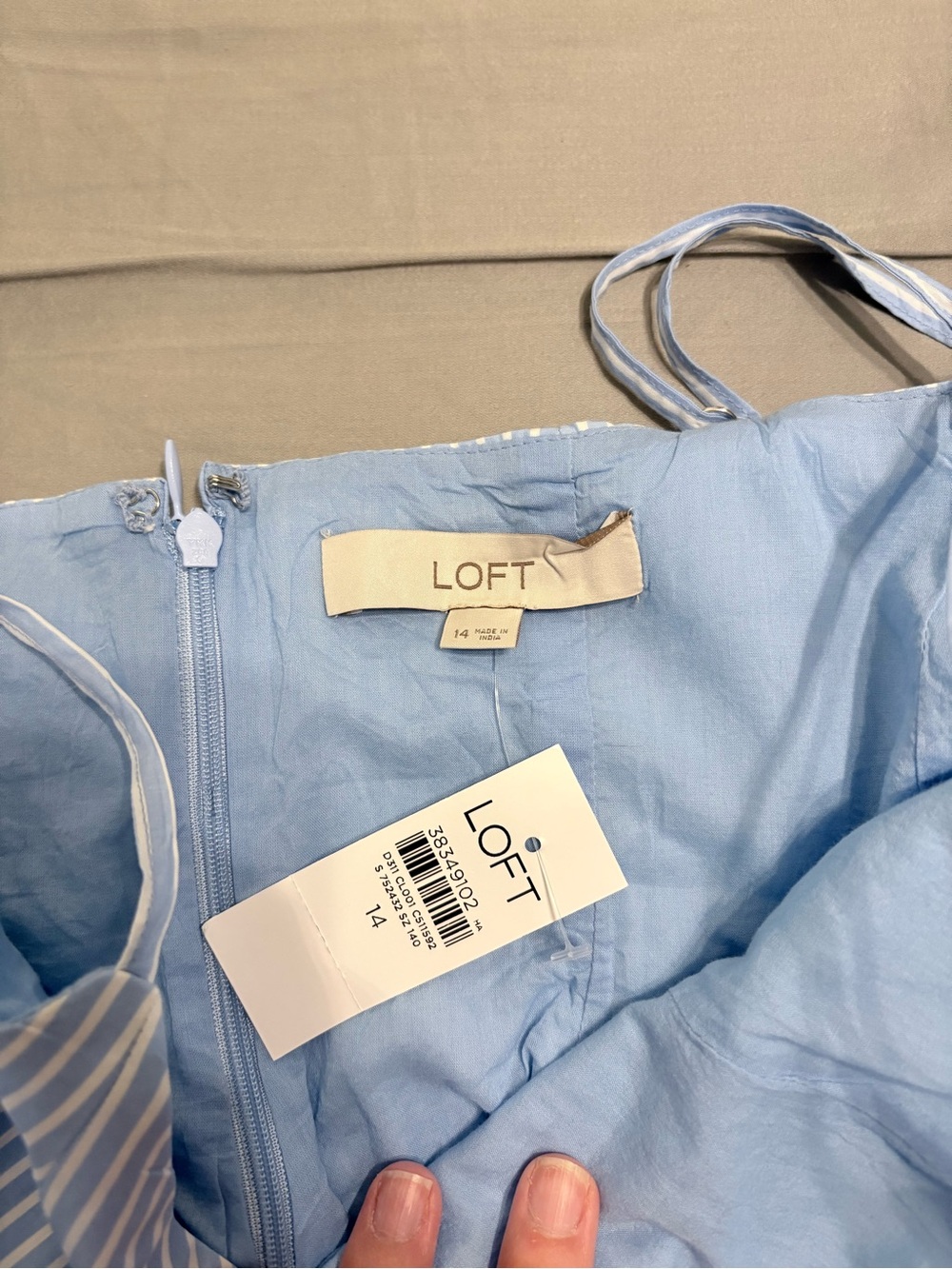 LOFT Light Blue Striped Ruffle Cami - Picture 5 of 5